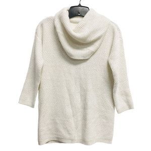 Charming Charlie Cowl Neck Women's XS White Knit 3/4 Sleeve Sweater Overlap Back